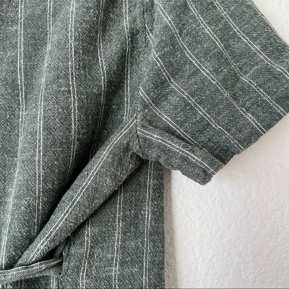 Urban Outfitters Short Sleeve Linen Blend Striped Crop Wrap Top Size Small - Picture 6 of 9
